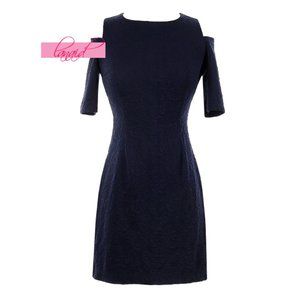 Eliza J Textured Floral Cold-Shoulder Navy Cut-Outs Cutouts A-Line Bodycon Mini